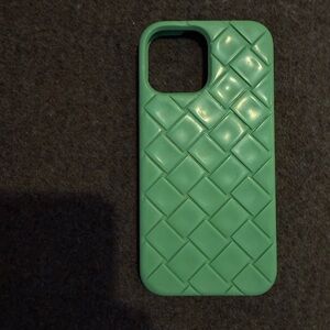 Bottega Veneta Green Woven Phone Case